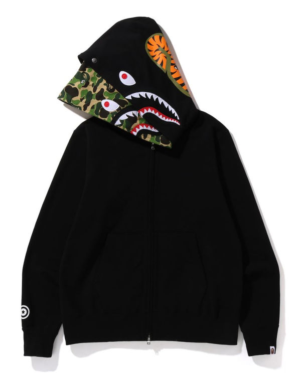 Sweat À Capuche Bape ABC Camo Shark Larges Fit Full Zip Homme Noir | BCQET7395