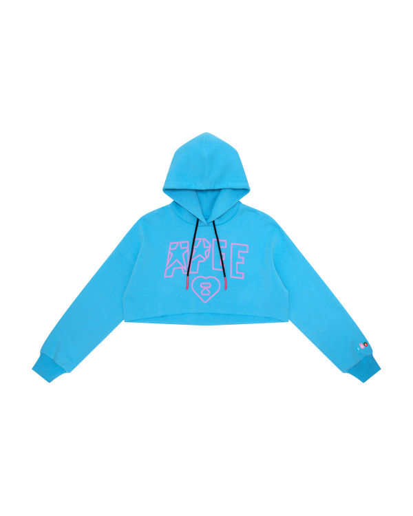 Sweat À Capuche Bape Apee logo cropped hoody Femme Bleu | CLJOW5103