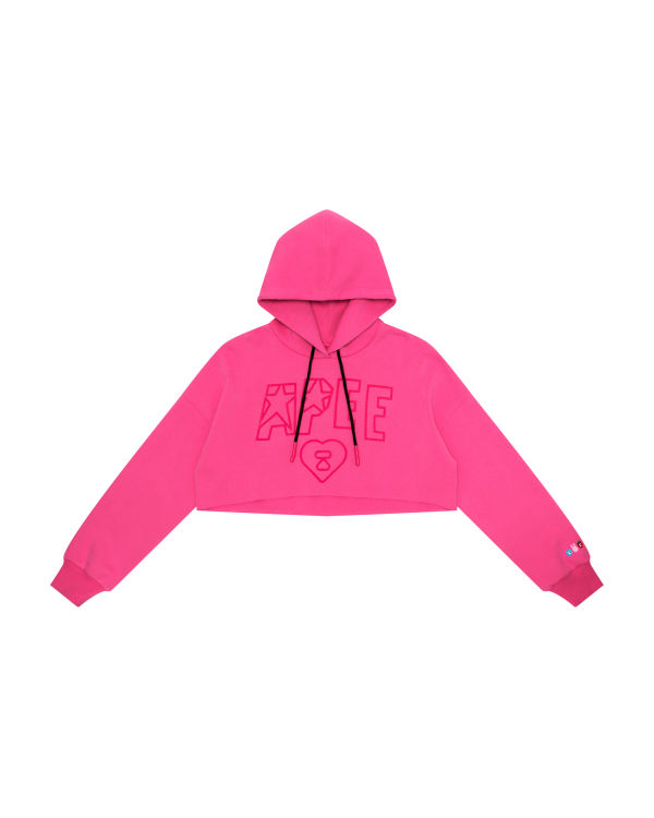 Sweat À Capuche Bape Apee logo cropped hoody Femme Rose | VRMCG0349