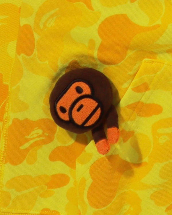 Sweat À Capuche Bape BK15th Anniversary ABC Camo Milo Zip Enfant Jaune | WGSTQ8124