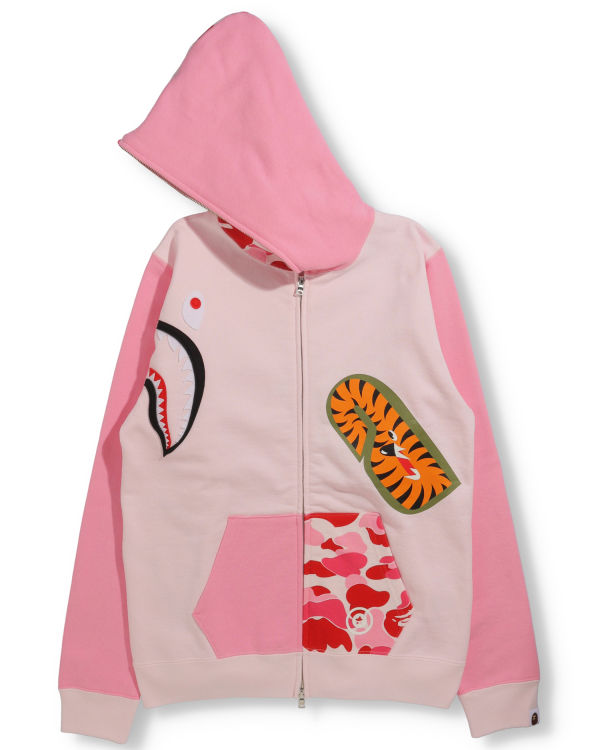 Sweat À Capuche Bape Big ABC Camo Multi Shark Full Zip Femme Rose | JHYCD2046