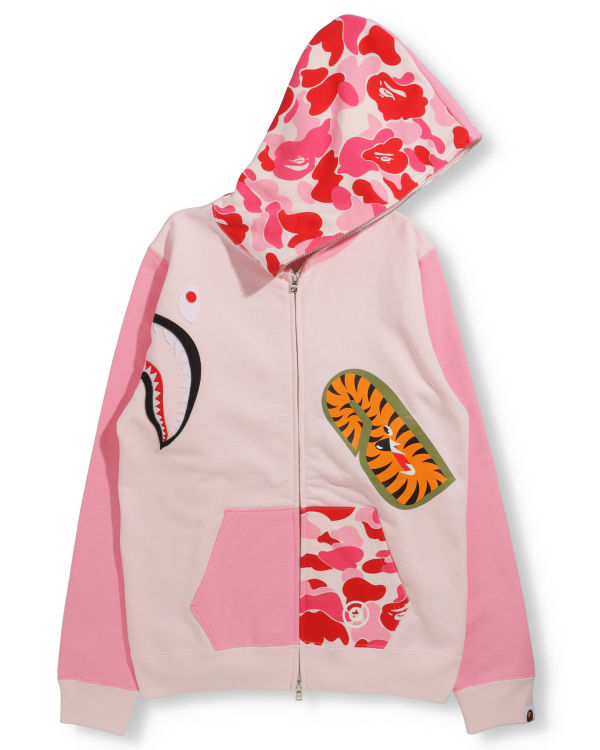 Sweat À Capuche Bape Big ABC Camo Multi Shark Full Zip Femme Rose | JHYCD2046