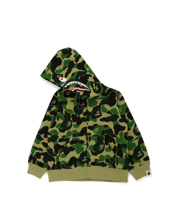 Sweat À Capuche Bape Big ABC Camo Shark Zip Enfant Vert | UEJMC9053