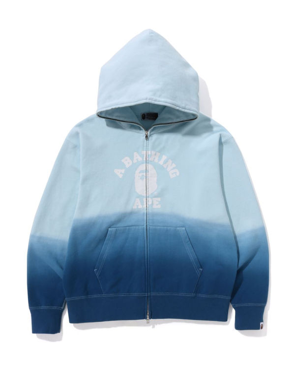 Sweat À Capuche Bape College Gradation Relaxed Fit Full Zip Homme Bleu | MRSOJ7804