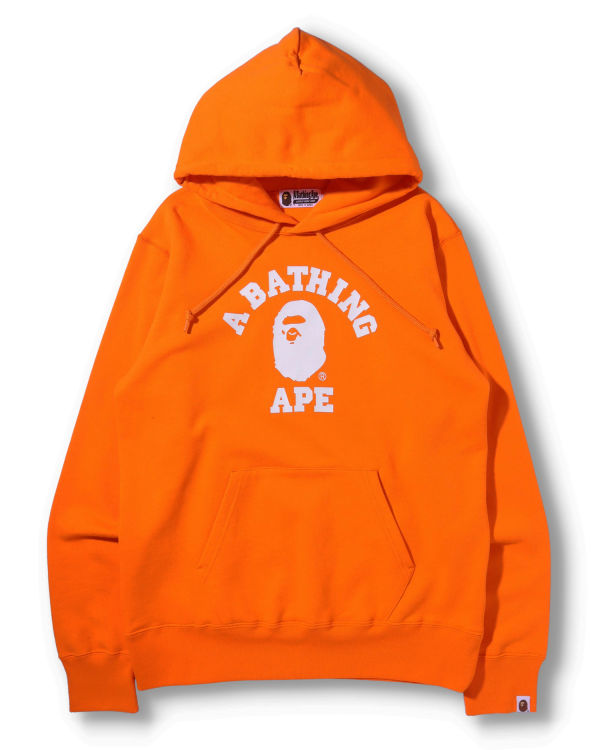 Sweat À Capuche Bape College Pullover Homme Orange | BHFXV5382