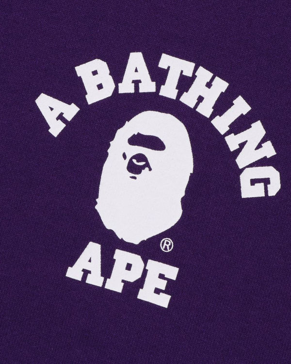 Sweat À Capuche Bape College Relaxed Fit Full Zip Homme Violette | PATYV2485