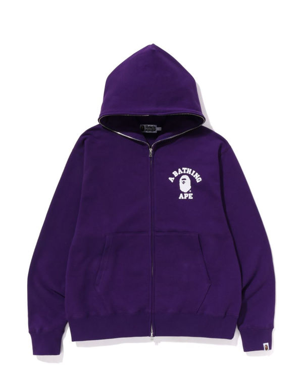 Sweat À Capuche Bape College Relaxed Fit Full Zip Homme Violette | PATYV2485