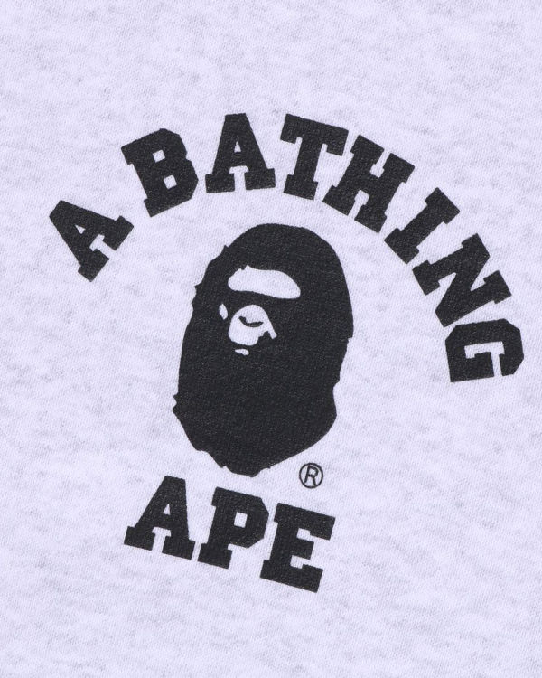 Sweat À Capuche Bape College Relaxed Fit Full Zip Homme Grise Clair | ZRKWX5297