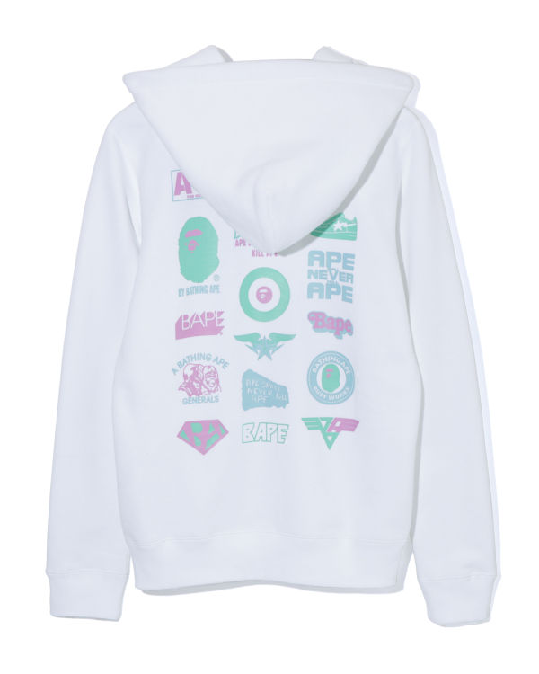 Sweat À Capuche Bape Colours multi logo zip Femme Blanche | GOKCE8573