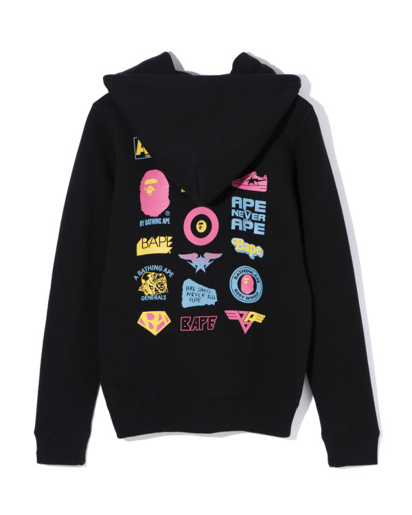 Sweat À Capuche Bape Colours multi logo zip Femme Noir | LMSOV2794