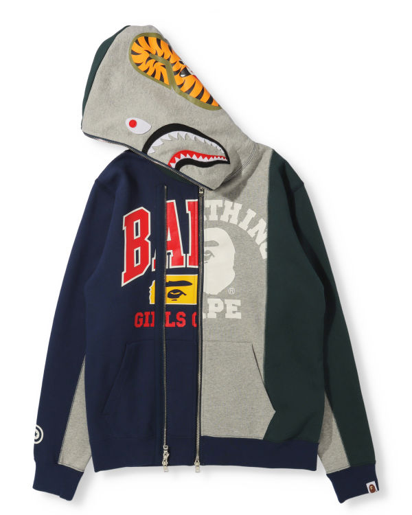 Sweat À Capuche Bape Docking Shark Full Zip Femme Grise | RFWVK1237