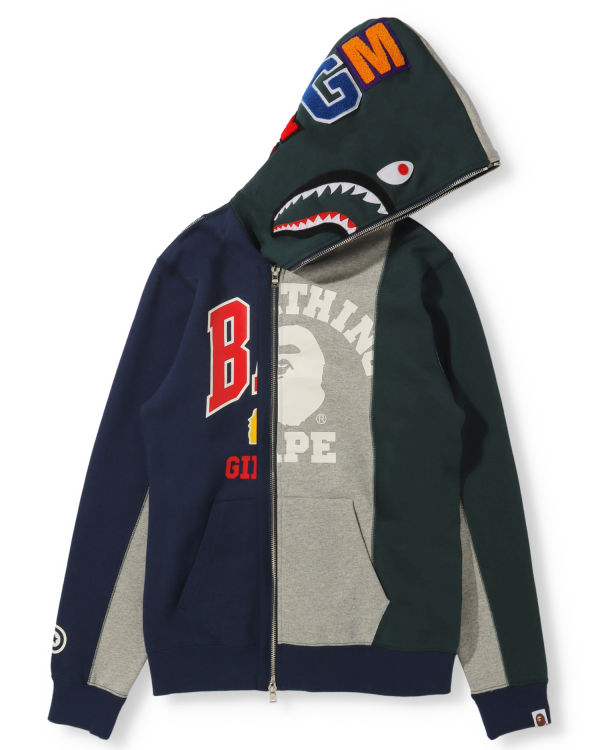 Sweat À Capuche Bape Docking Shark Full Zip Femme Grise | RFWVK1237