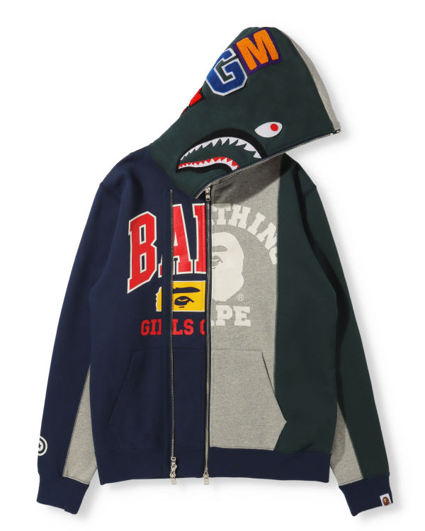 Sweat À Capuche Bape Docking Shark Full Zip Femme Grise | RFWVK1237