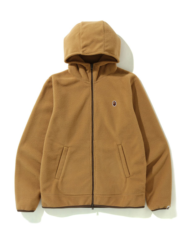 Sweat À Capuche Bape Fleece one point zip Homme Beige | UTDVG6847