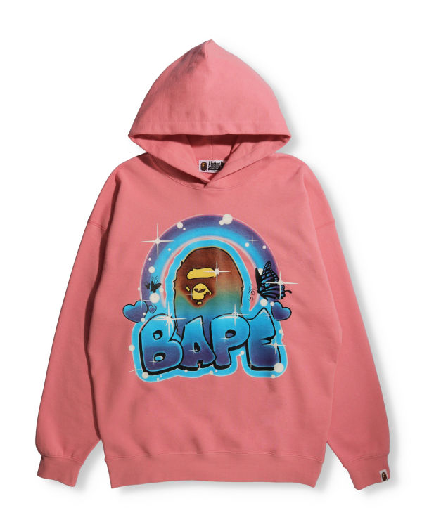 Sweat À Capuche Bape Graffiti Oversized Pullover Femme Rose | VPSHU1964