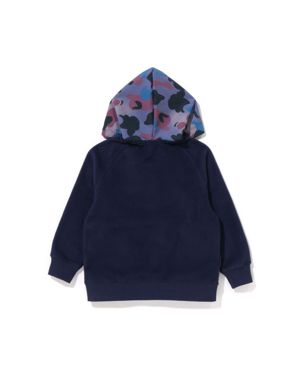 Sweat À Capuche Bape Grid Camo Half Snap Fleece Pullover Enfant Bleu Marine Bleu | NLEIG1394