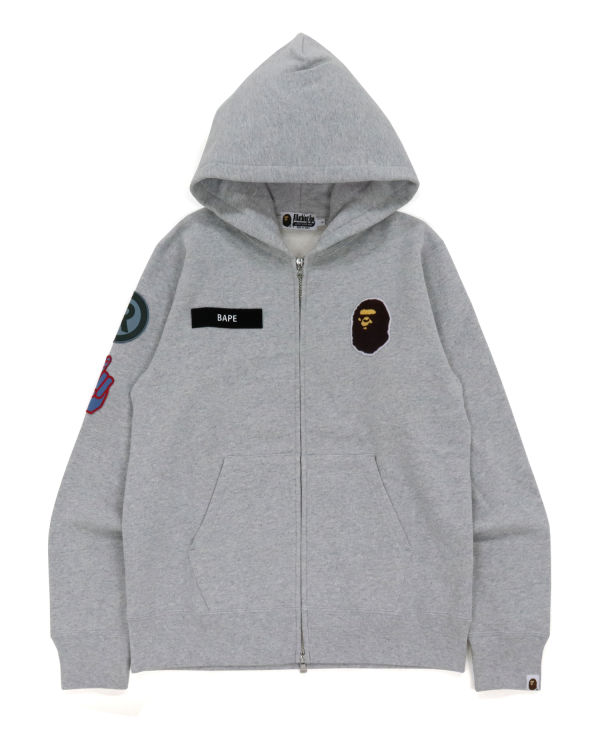 Sweat À Capuche Bape Military Patch Heavy Weight Homme Grise | TYQCI8740