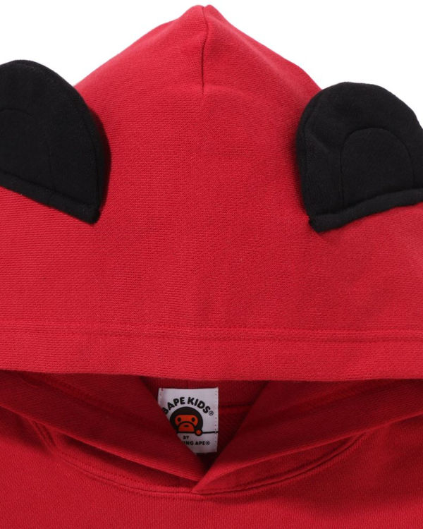 Sweat À Capuche Bape Milo Panda Layered Pullover Enfant Rouge Clair | BYTMX9640