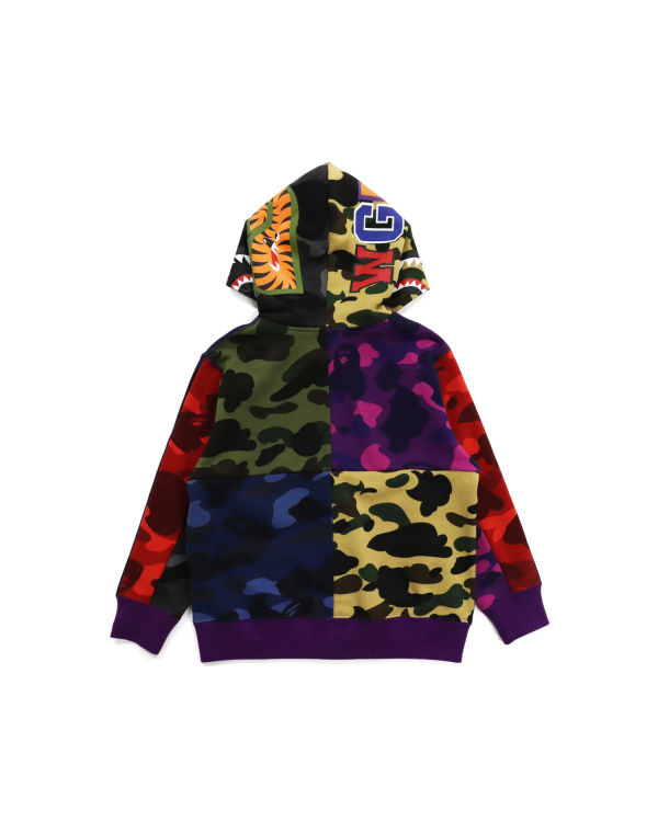 Sweat À Capuche Bape Mix Camo Crazy Shark Zip Enfant Multicolore | HEVLW2697