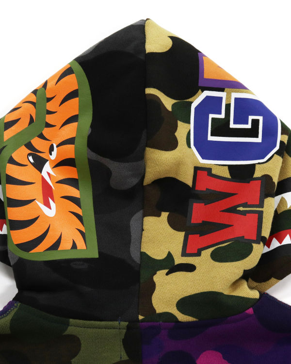 Sweat À Capuche Bape Mix Camo Crazy Shark Zip Enfant Multicolore | HEVLW2697