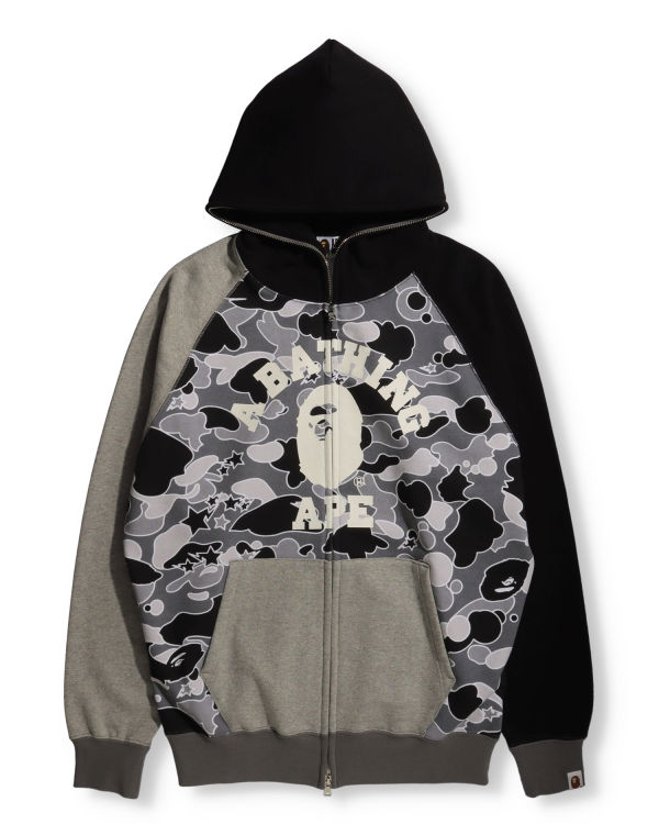 Sweat À Capuche Bape STA Camo Raglan Oversized Zip Femme Noir | XKHCN3761