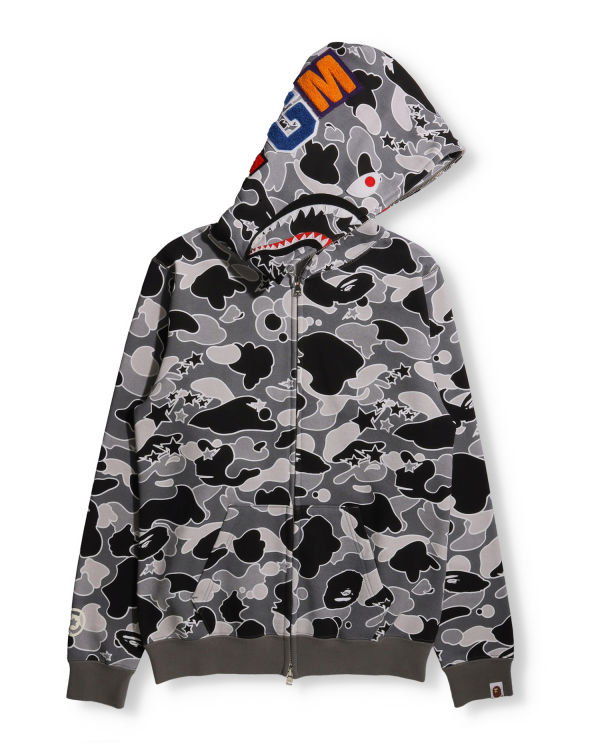 Sweat À Capuche Bape STA Camo Shark Full Zip Femme Noir | DOJEP0819