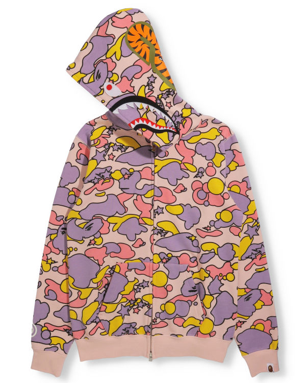 Sweat À Capuche Bape STA Camo Shark Full Zip Femme Rose | JOZTG1270