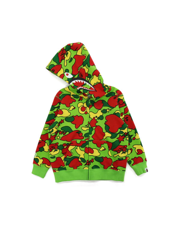 Sweat À Capuche Bape STA Camo Shark Zip Enfant Vert Rouge Jaune | ODRAL6549