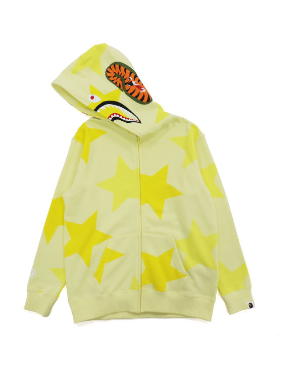 Sweat À Capuche Bape STA Pattern Shark Full Zip Femme Jaune | LMHFN3589