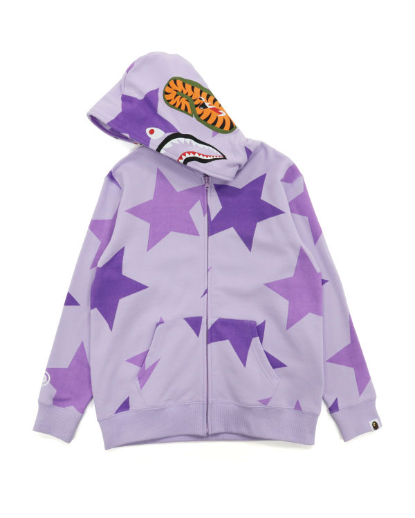 Sweat À Capuche Bape STA Pattern Shark Full Zip Femme Violette | VYCKB2639