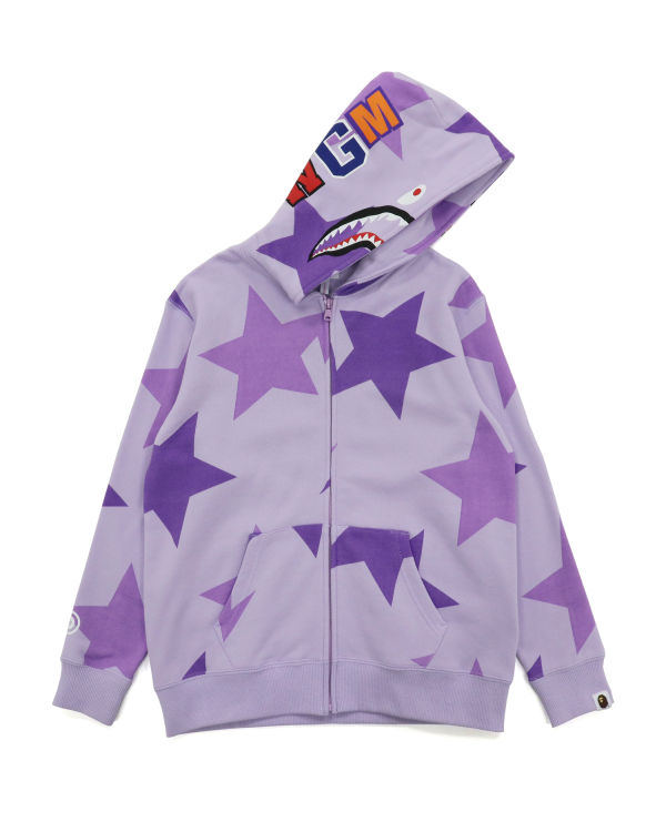 Sweat À Capuche Bape STA Pattern Shark Full Zip Femme Violette | VYCKB2639