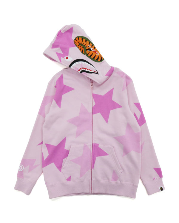 Sweat À Capuche Bape STA Pattern Shark Full Zip Femme Rose | YEULR7840