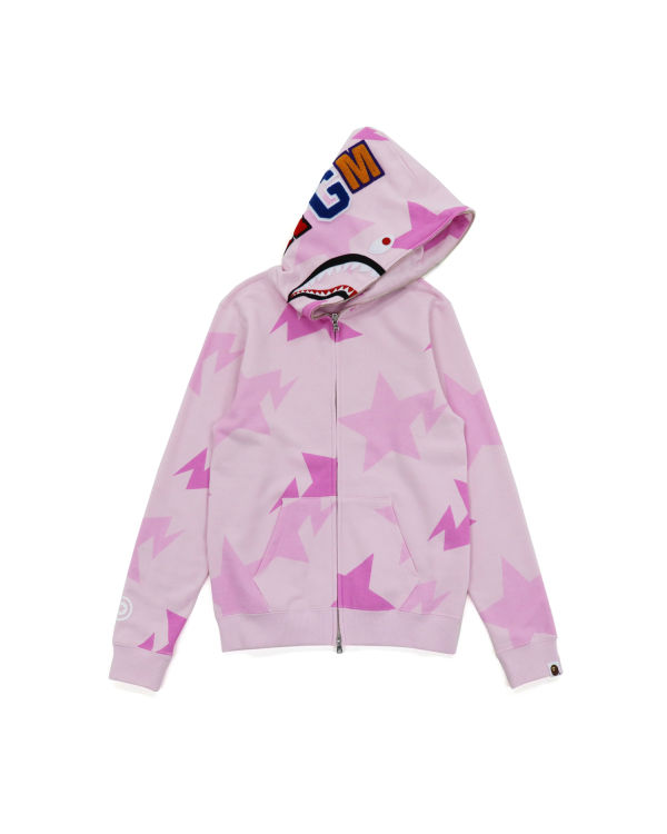 Sweat À Capuche Bape STA Pattern Shark Zip Enfant Rose | GOJCX1035