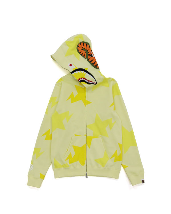 Sweat À Capuche Bape STA Pattern Shark Zip Enfant Jaune | WTKSL6973