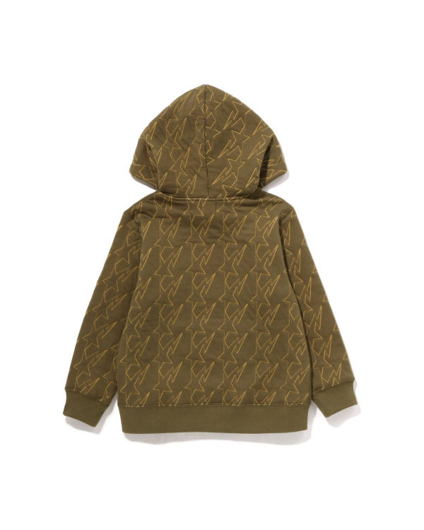 Sweat À Capuche Bape STA Quilting Zip Enfant Vert | JPMOK8326