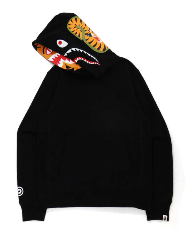 Sweat À Capuche Bape Shark Inside Tiger Pullover Homme Noir | WKUOQ0178