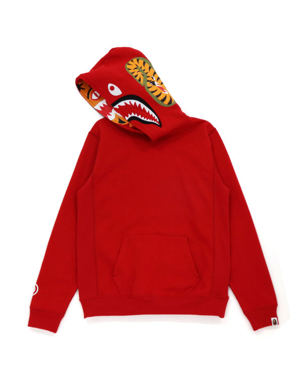 Sweat À Capuche Bape Shark Inside Tiger Pullover Femme Rouge Clair | YPVQZ4362