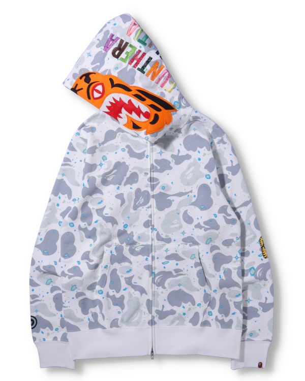 Sweat À Capuche Bape Space Camo Tiger Full Zip Homme Blanche | DSNPH7693