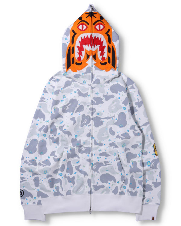 Sweat À Capuche Bape Space Camo Tiger Full Zip Homme Blanche | DSNPH7693