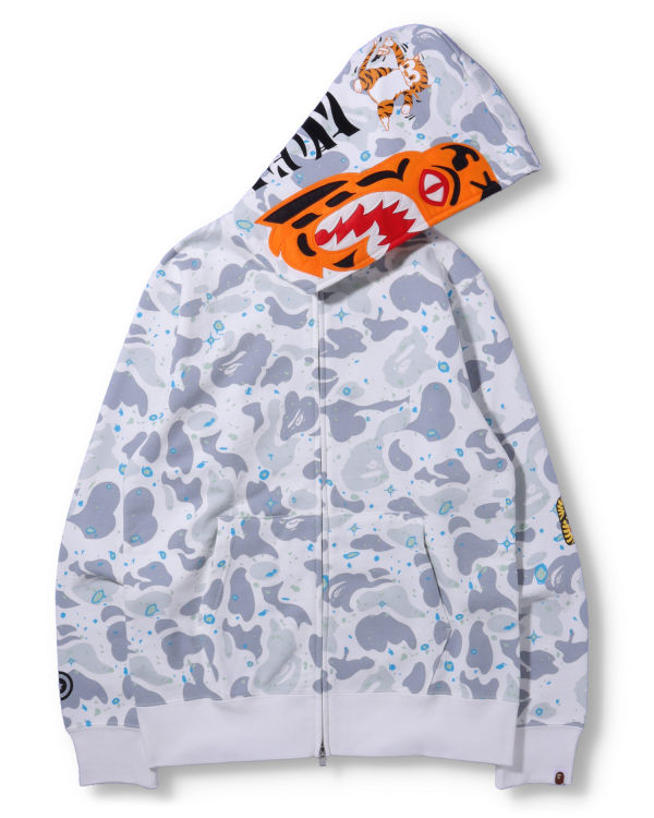 Sweat À Capuche Bape Space Camo Tiger Full Zip Homme Blanche | DSNPH7693