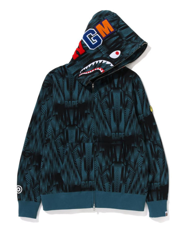 Sweat À Capuche Bape Speed Racer Shark Full Zip Homme Bleu | JYNZS0796