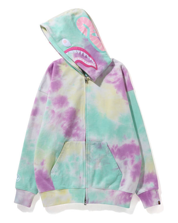 Sweat À Capuche Bape Tie-Dye Shark Oversized Full Zip Femme Multicolore | VXZIL0921