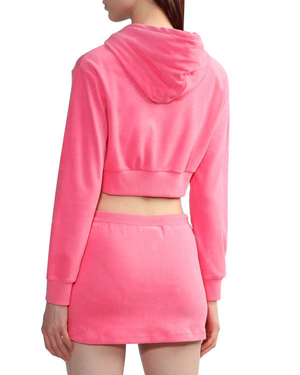 Sweat À Capuche Bape Towelling zip-up crop Femme Rose | WOTZN1098