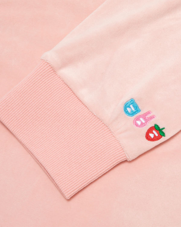 Sweat À Capuche Bape Velour Femme Rose | XYQLS2750