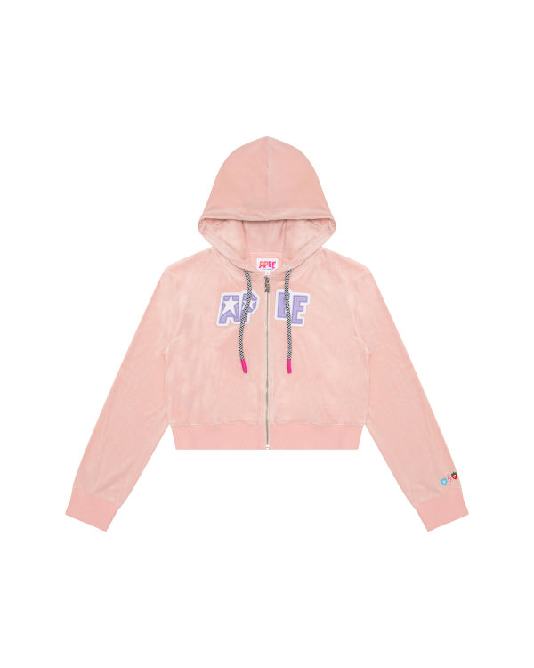 Sweat À Capuche Bape Velour Femme Rose | XYQLS2750