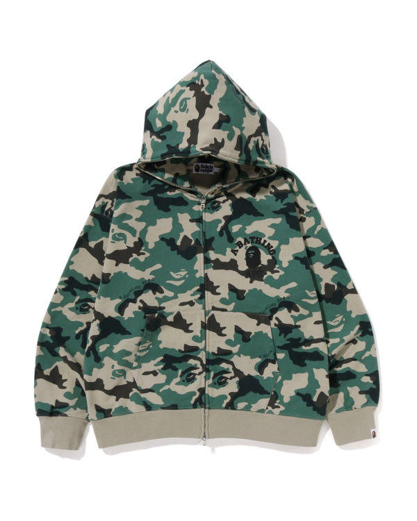 Sweat À Capuche Bape Woodland Camo Loose Fit Full Zip Homme Vert | CNHWD5180