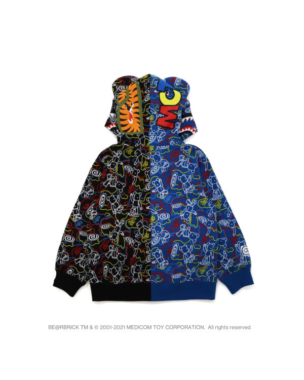 Sweat À Capuche Bape X Medicom Toy Camo BE@R Shark Half Zip Enfant Noir Bleu | VRMXF5938