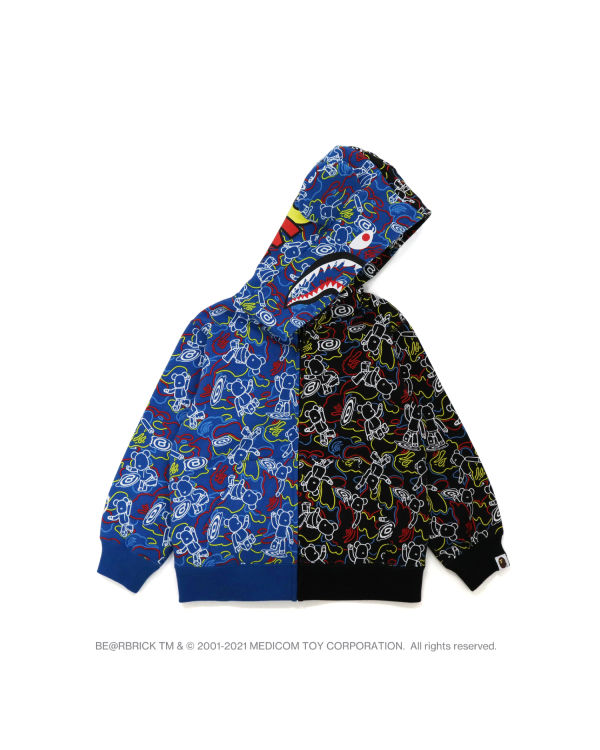 Sweat À Capuche Bape X Medicom Toy Camo BE@R Shark Half Zip Enfant Noir Bleu | VRMXF5938