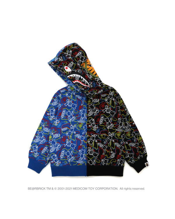 Sweat À Capuche Bape X Medicom Toy Camo BE@R Shark Half Zip Enfant Noir Bleu | VRMXF5938