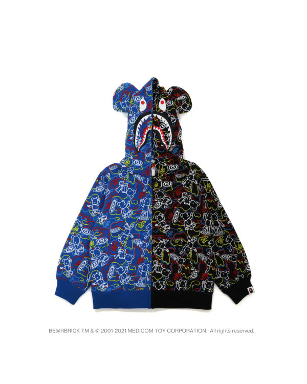 Sweat À Capuche Bape X Medicom Toy Camo BE@R Shark Half Zip Enfant Noir Bleu | VRMXF5938